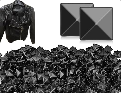 KAPSING 100 Stück Quadratische Nieten,Metall Krallen Punk Pyramide Spike Ledernieten,verwendet für Taschen Lederband Kleidung Schuhe Handschuhe DIY Dekoration(Schwarz) von KAPSING