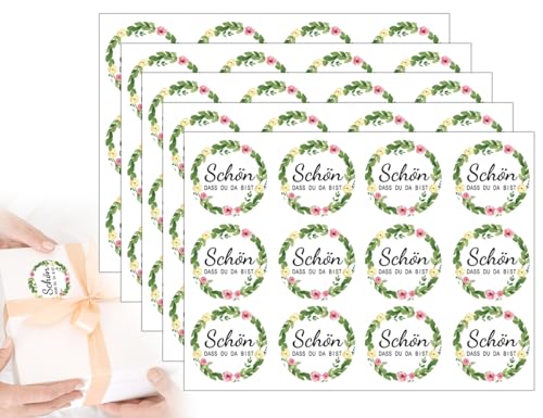 KAPSING 120 Stück Aufkleber schön dass du da bist Hochzeit Blumen Eukalyptus Aufkleber, 3,8cm Hochzeitsaufkleber Runde, Geschenke Zubehör KAPSING 120 Stück Aufkleber schön dass du da bist Hochzeit Blumen Eukalyptus Aufkleber, 3,8cm Hochzeitsaufkleber Runde, Geschenke Zubehör von KAPSING