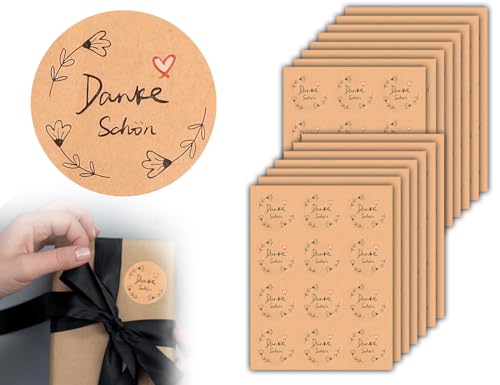 KAPSING 180 Stück Dankeschön Sticker, 4 cm Aufkleber Danke schön Sticker, Selbstklebend Hochzeit Kraftpapier Aufkleber, für Hochzeit Geburtstag KAPSING 180 Stück Dankeschön Sticker, 4 cm Aufkleber Danke schön Sticker, Selbstklebend Hochzeit Kraftpapier Aufkleber, für Hochzeit Geburtstag von KAPSING