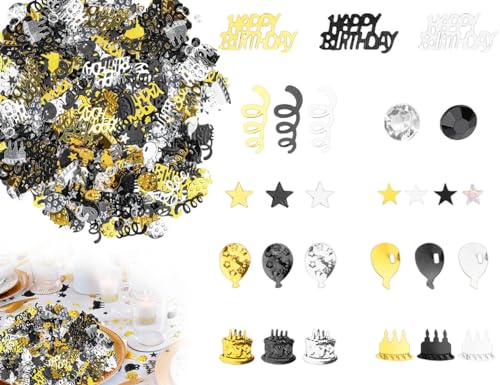 KAPSING 2 Stück Happy Birthday Konfetti,Geburtstag Glitzer Konfetti Streudeko Schwarz Gold,für Geburtstag Jubiläum Partydekorationen,Tischdeko,Streudeko KAPSING 2 Stück Happy Birthday Konfetti,Geburtstag Glitzer Konfetti Streudeko Schwarz Gold,für Geburtstag Jubiläum Partydekorationen,Tischdeko,Streudeko von KAPSING