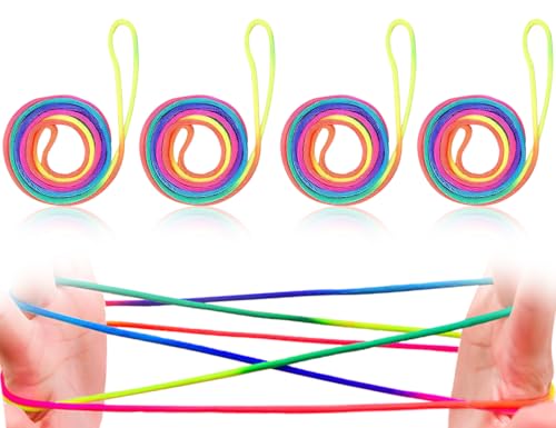 KAPSING 4 Stück Fadenspiel Fingerspiel, Fingertwist Fadenspiel Kinder, 1.6m*3mm Regenbogen Seil, Fingerspiel Fadenspiele Kleines Geschenk Für Jungen und Mädchen KAPSING 4 Stück Fadenspiel Fingerspiel, Fingertwist Fadenspiel Kinder, 1.6m*3mm Regenbogen Seil, Fingerspiel Fadenspiele Kleines Geschenk Für Jungen und Mädchen von KAPSING