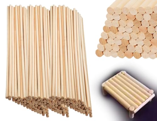 KAPSING 60 Stück Holzstäbchen Rund, 30cm Holzstäbchen zum Basteln Natürlicher, HolzStäbchen für Heimwerker, ÖlDiffusor(5mm) von KAPSING