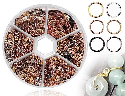 KAPSING 970 Stück Biegeringe Offene Spaltringe, 4/5/6/7/8/10mm Spaltringe für Schmuck, Gemischte Biegeringe Jump Rings Edelstahl Split Ringe Sets für Halskette, Armband DIY von KAPSING