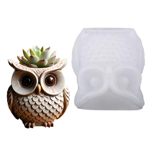 Flexible Silicone Craft Mold Owl Shape Suitable With Resin Epoxy For Planter Storage Containers Flexible Resin Casting Mold von KAQNTUD