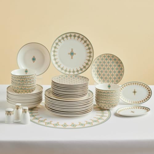 Karaca Forever Bone Dorothy 53-tlg Tafelservice für 12 Personen, Neue Generation Bone China, Elegant, Langlebig & Mikrowellen- & Spülmaschinenfest, Komplettes Geschirrset Karaca Forever Bone Dorothy 53-tlg Tafelservice für 12 Personen, Neue Generation Bone China, Elegant, Langlebig & Mikrowellen- & Spülmaschinenfest, Komplettes Geschirrset von KARACA