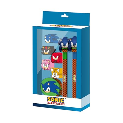 Karactermania Sonic The Hedgehog Greenhill Sonic-Set mit Radierbarer Gelstift + Ewigem Bleistift + 5 Radiergummis + Anspitzer, Blau, 14 x 23 cm Karactermania Sonic The Hedgehog Greenhill Sonic-Set mit Radierbarer Gelstift + Ewigem Bleistift + 5 Radiergummis + Anspitzer, Blau, 14 x 23 cm von KARACTERMANIA