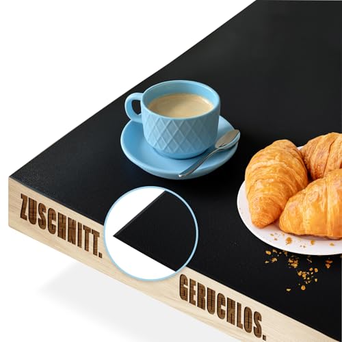 KARAT Farbige Tischfolie mit abgeschrägter Kante - Tischdecke nach Maß, Farbe & Größe wählbar - Folie, Schutzfolie, Tischschutz (Empire, Schwarz, B:80 x L:100 cm) von KARAT