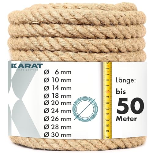 KARAT Juteseil Kletterseil 5m 20mm Dicke Juteschnur, Tau Seil aus 100% Natur Jute extra Starke Juteband Schnur, Kordel Garn für Sport, Garten Dekoration, Bastelarbeiten Kratzbaum KARAT Juteseil Kletterseil 5m 20mm Dicke Juteschnur, Tau Seil aus 100% Natur Jute extra Starke Juteband Schnur, Kordel Garn für Sport, Garten Dekoration, Bastelarbeiten Kratzbaum von KARAT
