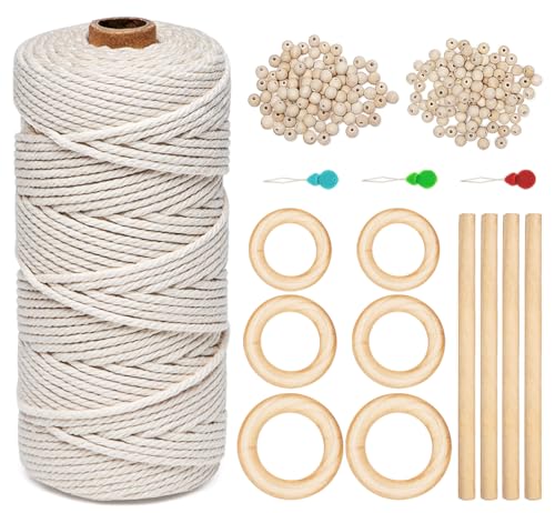 KARBRING Makramee Set, Basteln Makramee, 100m Makramee Garn Yards 3mm mit 100 Holzperlen 4 Holzstäbchen 6 Holzringe für DIY Anfänger Erwachsene DIY Handwerk Basteln Makramee KARBRING Makramee Set, Basteln Makramee, 100m Makramee Garn Yards 3mm mit 100 Holzperlen 4 Holzstäbchen 6 Holzringe für DIY Anfänger Erwachsene DIY Handwerk Basteln Makramee von KARBRING