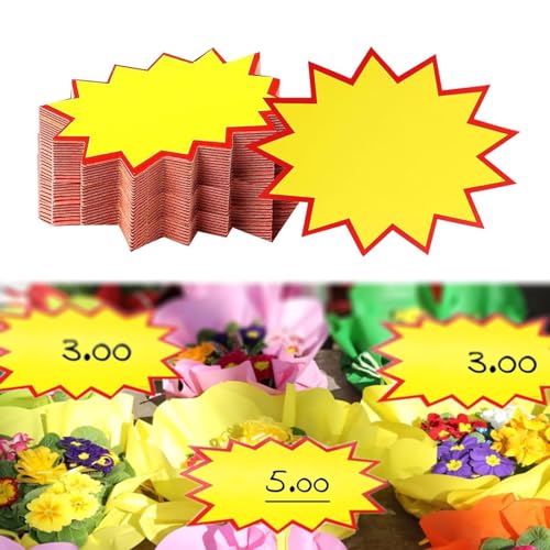Preisschilder, Price Etikett, Verkaufsschilder Preisetiketten, 12x16cm Price Tag Platzen Papier, Flohmarkt Preisschilder, Fluoreszierende Zeichen Platzen Papier, für Supermärkten, Party Favors von KARELLS