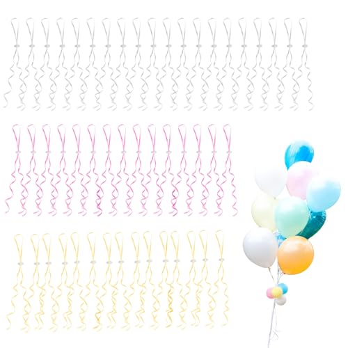 Ballonverschlüsse mit Helium, Bänder mit Schnellverschluss, für Geburtstag oder Hochzeit – 50 Stück (bunt), wiederholbar von KARELLS