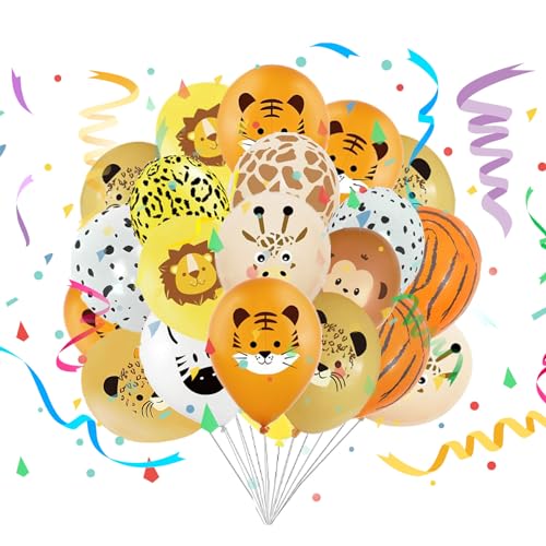 Dschungel Luftballons,Luftballon Tiere,10 PCS Ballons Jungle Safari,12 Zoll Safari luftballon,dschungel tiere geburtstagsdeko balloons,Tier Muster Latexballons,zum Kinder Dschungel Geburtstag von KARELLS