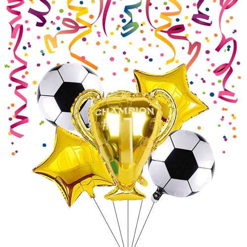 Fussball Geburtstag Deko,Fussball Luftballon,Trophäe Folienballon mit Fußball Luftballon Set,Fußball Champion Trophäe Fußball Ballon Set Weltmeisterschaft Deko für Junge Kindergeburtstag,5 Stück Fussball Geburtstag Deko,Fussball Luftballon,Trophäe Folienballon mit Fußball Luftballon Set,Fußball Champion Trophäe Fußball Ballon Set Weltmeisterschaft Deko für Junge Kindergeburtstag,5 Stück von KARELLS