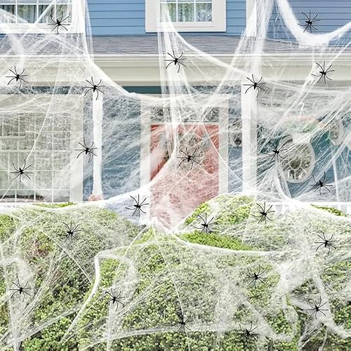 Halloween Deko Spinnennetz,100g Weiß Spinnenweben,Halloween Spinnennetz Deko mit 40 pcs Schwarz Kunststoff Spinnen,Dehnbare Spinnennetz Halloween Deko,Für Halloween Horror Hängende Gruselig Deko Halloween Deko Spinnennetz,100g Weiß Spinnenweben,Halloween Spinnennetz Deko mit 40 pcs Schwarz Kunststoff Spinnen,Dehnbare Spinnennetz Halloween Deko,Für Halloween Horror Hängende Gruselig Deko von KARELLS
