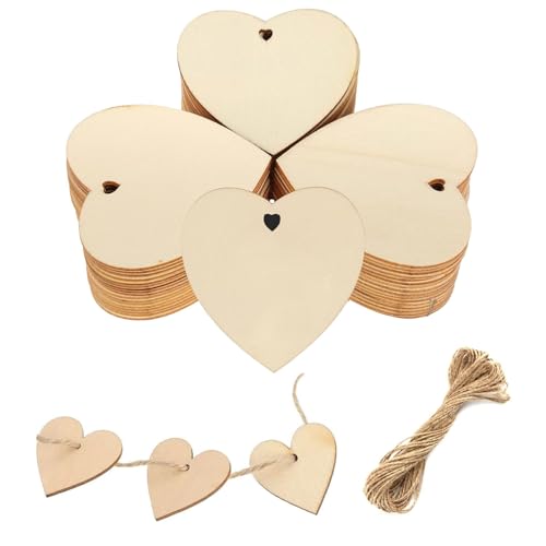 Holzherzen Scheiben, Streudeko Herzen Holz Set, Holzherzen Hochzeit, 50 Stück Herz Holz Anhänger, Holzherzen, Holzherzen Zum Beschriften, Holz Herzen Klein Deko, mit 10m Jute Schnur Holzherzen Scheiben, Streudeko Herzen Holz Set, Holzherzen Hochzeit, 50 Stück Herz Holz Anhänger, Holzherzen, Holzherzen Zum Beschriften, Holz Herzen Klein Deko, mit 10m Jute Schnur von KARELLS