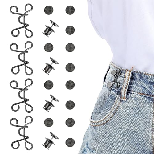 Hosen Enger Machen Clip,4 Set Knöpfe Hosen Enger Machen,Einstellbar Hosenbund Enger Machen,Hosen Verkleinern Clip,Jean Knopfnadeln,Verstellbare Nagelfreie Taillenschnallen,für Jeans Hosen Dichtheitsei von KARELLS