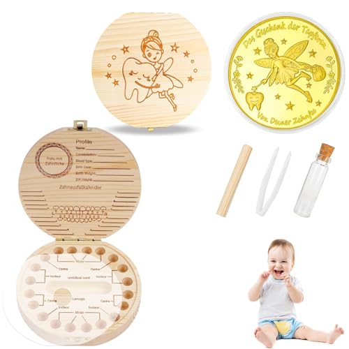 KARELLS Zahnbox Zahndose für Kinder aus Holz, Box für Milchzähne, Zahndose Milchzähne mit Namen zum Aufstellen, Zahnbox Holz Milchzähne Box, für Mädchen & Jungen, Hölzerne Aufbewahrungsbox für Zähne KARELLS Zahnbox Zahndose für Kinder aus Holz, Box für Milchzähne, Zahndose Milchzähne mit Namen zum Aufstellen, Zahnbox Holz Milchzähne Box, für Mädchen & Jungen, Hölzerne Aufbewahrungsbox für Zähne von KARELLS