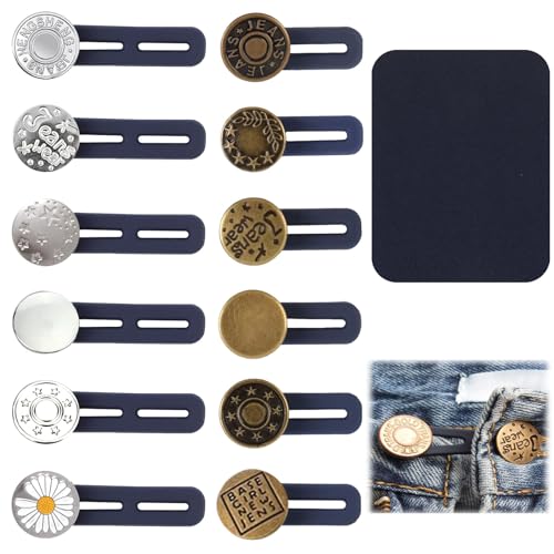 Knopfverlängerung für Hosen, 12 Stück Hosenbunderweiterung Knopf, Hosenbund Verlängerung, Hosen Expander Button, Taille Extender Knopf, Hosenerweiterung, Für Jeans, Hose, Anzughose (lang, Kurz) von KARELLS