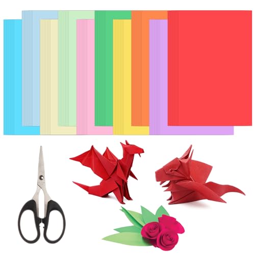 Origami Papier, 100 Blatt Tonpapier A4, 100 Blatt Buntes Papier A4, Faltpapier Doppelseitig Buntes, Origami Faltblätter, Papier Bastelpapier Set, für DIY Kinder Erwachsene und Anfänger(10 Farben) von KARELLS