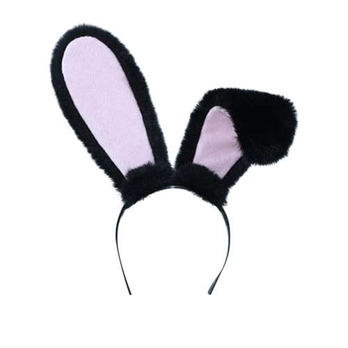 KAREN66 Hasenohren Haarreif Hase Ohren Haarbänder Bunny Ohren Haarreif Hasen Cosplay Bunny Kostüm für Kinder Erwachsene Karneval Party (Schwarz) von KAREN66