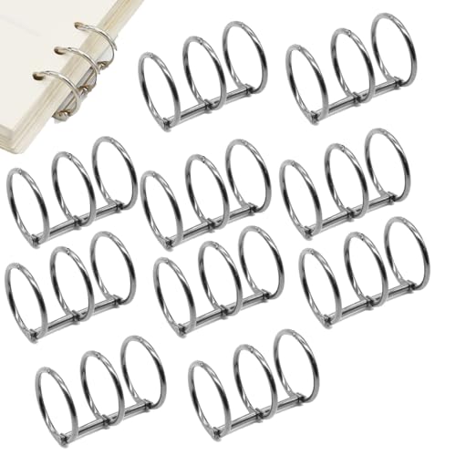 KARLOR 10 Stück Buchbinderinge 3-Ring Metallbinder 20mm Binder Ringe Lose Blatt Buch Ringe Heftring Ring Metall Metallring Buchbinder für Fotoalben Scrapbook Album Notizbuch bis zu 2000 Blatt von KARLOR