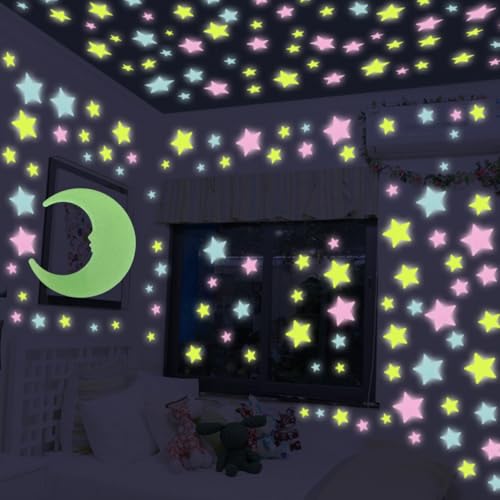 KARLOR Neon Sterne Mond Deko, 251 Stück Wanddeko Fluoreszierend Nachtleuchtende Kinderzimmer Wandsticker, Großer Mond Glow in Dark Leuchtsterne Leuchtaufkleber Kunststoff KARLOR Neon Sterne Mond Deko, 251 Stück Wanddeko Fluoreszierend Nachtleuchtende Kinderzimmer Wandsticker, Großer Mond Glow in Dark Leuchtsterne Leuchtaufkleber Kunststoff von KARLOR