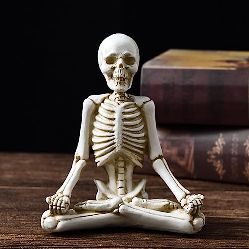 KARLOR Skelett Figur Tischdeko, Das Skelett der Meditation, Lustig schrecklich Skelett Halloween Skelette Deko Skelett Figur für Spukhaus-Requisiten Halloween Party Dekorationen von KARLOR