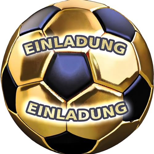 KARTEN 24 VERSAND Fussball Einladungskarten Junge Kindergeburtstag Einladung Fußball Geburtstag Einladungen Jungs Jungen Geburtstagseinladungen Gold (Gold) von KARTEN 24 VERSAND