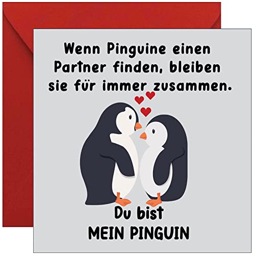 KARTEN 24 VERSAND Pinguin-Valentinskarte Jahrestagskarte Jahrestag Karte Geschenk für ihn sie Ich liebe dich Geburtstag lustig Mann Frau Liebeserklärung Liebessprüche Pinguine (Neutral) von KARTEN 24 VERSAND