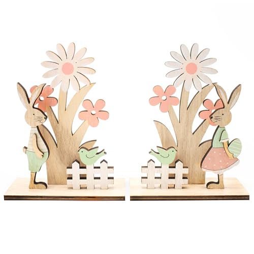KARTENVERLIEBT Handgefertigtes 2er Osterhasen Deko-Set aus Holz, je 13x10x4 cm, in Mint grün, weiß & rosa, mit Ei und Vögelchen auf Zaun - frühlingshafte Osterdekoration für EIN schönes Zuhause KARTENVERLIEBT Handgefertigtes 2er Osterhasen Deko-Set aus Holz, je 13x10x4 cm, in Mint grün, weiß & rosa, mit Ei und Vögelchen auf Zaun - frühlingshafte Osterdekoration für EIN schönes Zuhause von KARTENVERLIEBT