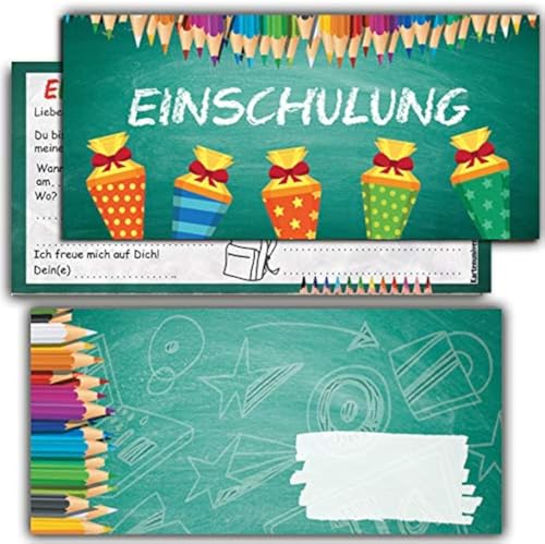 KARTENVERSAND24 Einladung zur Einschulung Junge Mädchen Einladungskarten Schulanfang Schultüte Zuckertüte Schule Karten zum Schulbeginn Einladungen mit Umschlägen Set KARTENVERSAND24 Einladung zur Einschulung Junge Mädchen Einladungskarten Schulanfang Schultüte Zuckertüte Schule Karten zum Schulbeginn Einladungen mit Umschlägen Set von KARTENVERSAND24