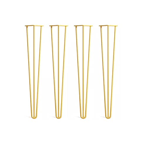 Möbelfüße 4 Stück Tischbeine Hairpin Tischbeine Möbelfüße Haarnadelbeine Aus Stahl Metall Hairpin Leg Möbelbeine Tischgestell Möbelfüße Stabil Esstisch Couchtisch Schran(Size:35cm (14inch),Color:Gold) von KASAN
