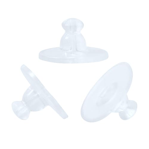 Ohrring-Verschlüsse, Silikon-Ohrring-Verschlüsse, transparente Gummi-Ohrring-Sicherheits-Stopper, weiche Kupplung, Ohrverriegelung mit Polster (100 Stück) von KASBEE
