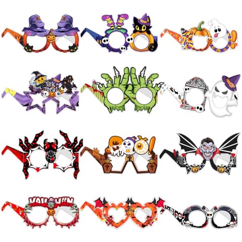 KASESSS 12 Stück Halloween Partybrillen, Partybrille Papier, Party Brille Set für Kinder Erwachsene, Party Brillen für Halloween Karneval Fasching Ball Geburtstag Party Deko Foto Requisiten KASESSS 12 Stück Halloween Partybrillen, Partybrille Papier, Party Brille Set für Kinder Erwachsene, Party Brillen für Halloween Karneval Fasching Ball Geburtstag Party Deko Foto Requisiten von KASESSS
