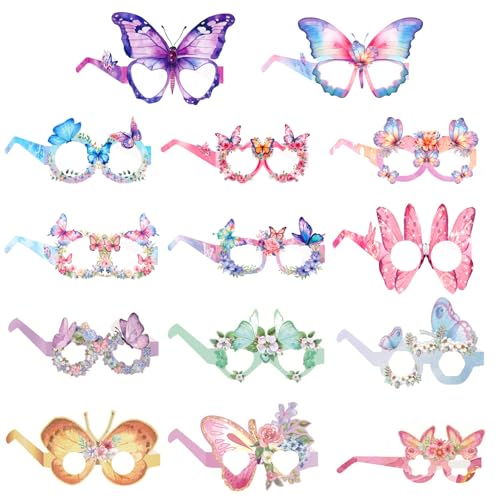 KASESSS 14 Stück Schmetterling Partybrille Papier, Papierbrille Party Brille Kreative, Lustige Brillen, Party Brillen Maske für Geburtstag Gastgeschenke Schmetterling Geburtstag für Kinder Erwachsene KASESSS 14 Stück Schmetterling Partybrille Papier, Papierbrille Party Brille Kreative, Lustige Brillen, Party Brillen Maske für Geburtstag Gastgeschenke Schmetterling Geburtstag für Kinder Erwachsene von KASESSS
