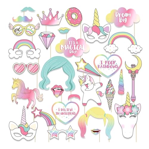 KASESSS 29 Stück Einhorn Fotobox Accessoires, Hochzeit Foto Requisiten, Party Deko Foto Requisiten, Geburtstag Deko, Lustige Fotobox Accessoires Hochzeit für Karneval, Partydeko, Abschlussball, Feier KASESSS 29 Stück Einhorn Fotobox Accessoires, Hochzeit Foto Requisiten, Party Deko Foto Requisiten, Geburtstag Deko, Lustige Fotobox Accessoires Hochzeit für Karneval, Partydeko, Abschlussball, Feier von KASESSS