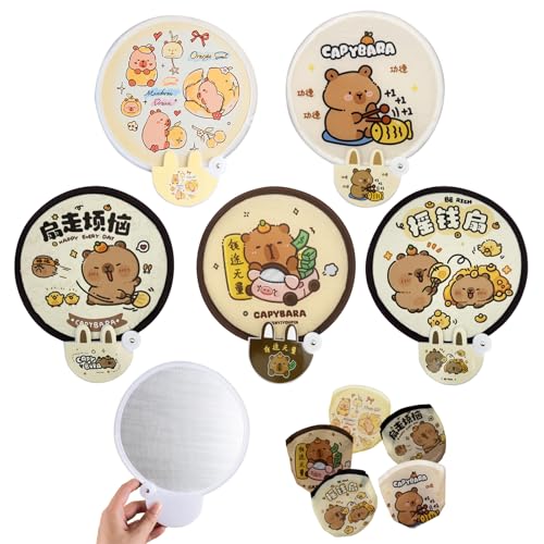 KASESSS 5 Stück Fächer Rund Faltbar, Niedlich Capybara Muster Rund Handfächer, Runde Fecher mit Aufbewahrungstasche, Pop-Up-Fächer & Reflektor 2 in1, Faltfächer für Zuhause, Reisen, Fotoshootings KASESSS 5 Stück Fächer Rund Faltbar, Niedlich Capybara Muster Rund Handfächer, Runde Fecher mit Aufbewahrungstasche, Pop-Up-Fächer & Reflektor 2 in1, Faltfächer für Zuhause, Reisen, Fotoshootings von KASESSS