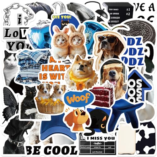 KASESSS 90 Stück Sticker Set, Sticker Aesthetic, Y2k Aufkleber, Wasserfeste Vinyl Kindle Stickers, Süße Katze und Hundeaufkleber für Laptop, Snowboard, Koffer, Scrapbook, Skateboard, Gepäck, Graffiti KASESSS 90 Stück Sticker Set, Sticker Aesthetic, Y2k Aufkleber, Wasserfeste Vinyl Kindle Stickers, Süße Katze und Hundeaufkleber für Laptop, Snowboard, Koffer, Scrapbook, Skateboard, Gepäck, Graffiti von KASESSS