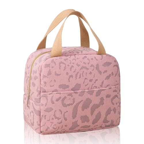 KASESSS Tintenmuster Lunchtasche Damen, Tragbar Lunch Bag, Lunchbag, Lunch Tasche für Erwachsene Wiederverwendbare, Lunchbox Tasche für Schule Büro Outdoor Reisen Picknick (Rose) von KASESSS