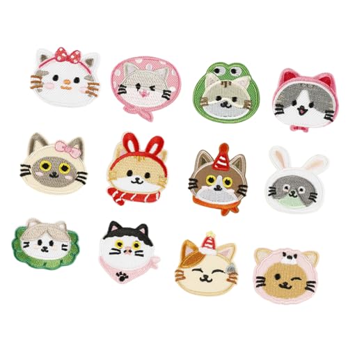 12 PCs Kätzchen Bestickte Flecken Nähen Cartoon Katzen Eisen Auf Kleidung Nähen von KASFDBMO