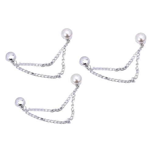 3 x Kleiderklammern mit Kette, schöne Schleifen, Knöpfe, Herz-Hosen-Clips, abnehmbare Nadeln von KASFDBMO