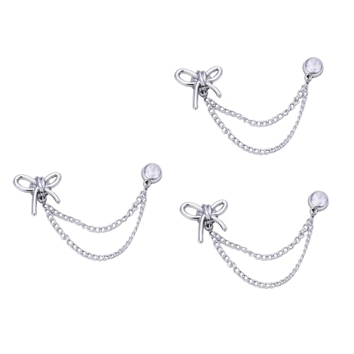 3 x Kleiderklammern mit Kette, schöne Schleifen, Knöpfe, Herz-Hosen-Clips, abnehmbare Nadeln von KASFDBMO
