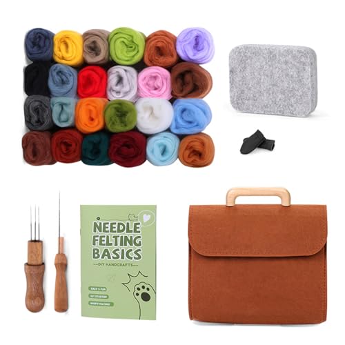 KASFDBMO 24 Farbwolle Felted Set Nadel Feltze Vorräte Für Anfänger Mit Filzennadelanweisung Wolle Roving Holzgriff KASFDBMO 24 Farbwolle Felted Set Nadel Feltze Vorräte Für Anfänger Mit Filzennadelanweisung Wolle Roving Holzgriff von KASFDBMO