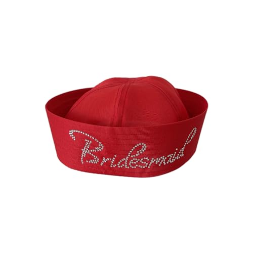 KASFDBMO Brautjungfer-Kapitän-Mütze, Kostüm für Damen, Teenager, für Junggesellinnenabschied, eleganter Hut, Nieten, Brautjungfernhüte für Junggesellinnenabschied von KASFDBMO