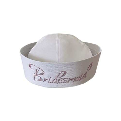 KASFDBMO Brautjungfer-Kapitän-Mütze, Kostüm für Damen, Teenager, für Junggesellinnenabschied, eleganter Hut, Nieten, Brautjungfernhüte für Junggesellinnenabschied von KASFDBMO