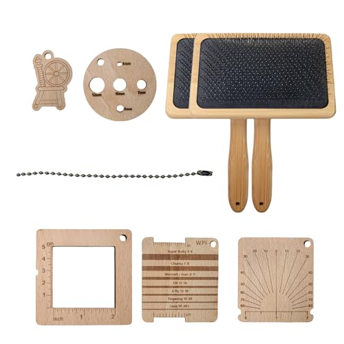 KASFDBMO Holz-Strickgarn-Messgerät, Lineal, Wollkarder, Stricklehre, Stricklineal, Werkzeug-Set zum Messen von Stricken, Häkeln von KASFDBMO