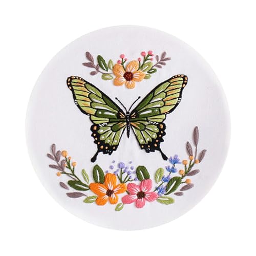 KASFDBMO Stickset, Schmetterling, Blumen, Kreuze, Stickerei-Set, Stickerei-Starter-Kits mit Anleitung (evtl. nicht in deutscher Sprache), Stickerei-Set von KASFDBMO