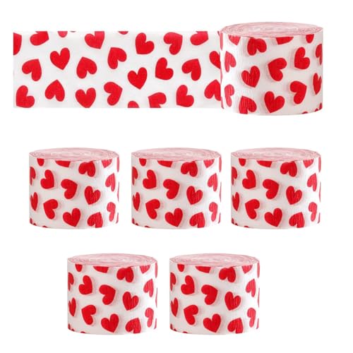 Krepppapierrollen mit Herzmuster, für handgefertigte Bastelarbeiten, bunte Luftschlangen, Anhänger, Hochzeit, Feier, Dekoration, 6 Stück Krepppapierrollen mit Herzmuster, für handgefertigte Bastelarbeiten, bunte Luftschlangen, Anhänger, Hochzeit, Feier, Dekoration, 6 Stück von KASFDBMO
