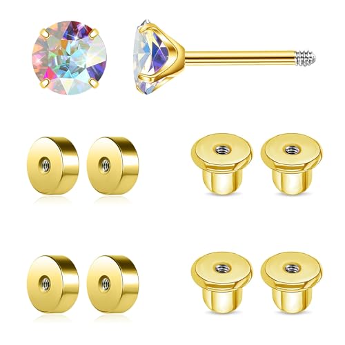 KASFREE Ersatz-Ohrring-Verschlüsse aus Edelstahl, flache Ohrring-Verschlüsse für Ohrstecker (Gold/0,8 mm) von KASFREE