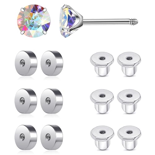 KASFREE Ersatz-Ohrring-Verschlüsse aus Edelstahl, flache Ohrring-Verschlüsse für Ohrstecker (Silber/0,8 mm) von KASFREE